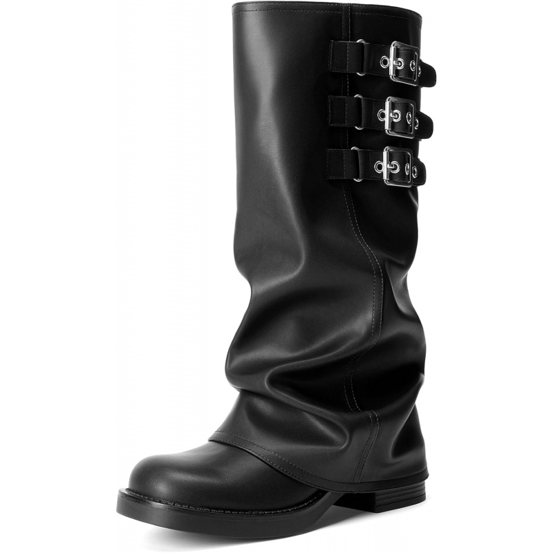 Fold-over Knee High Boots Comfort Low