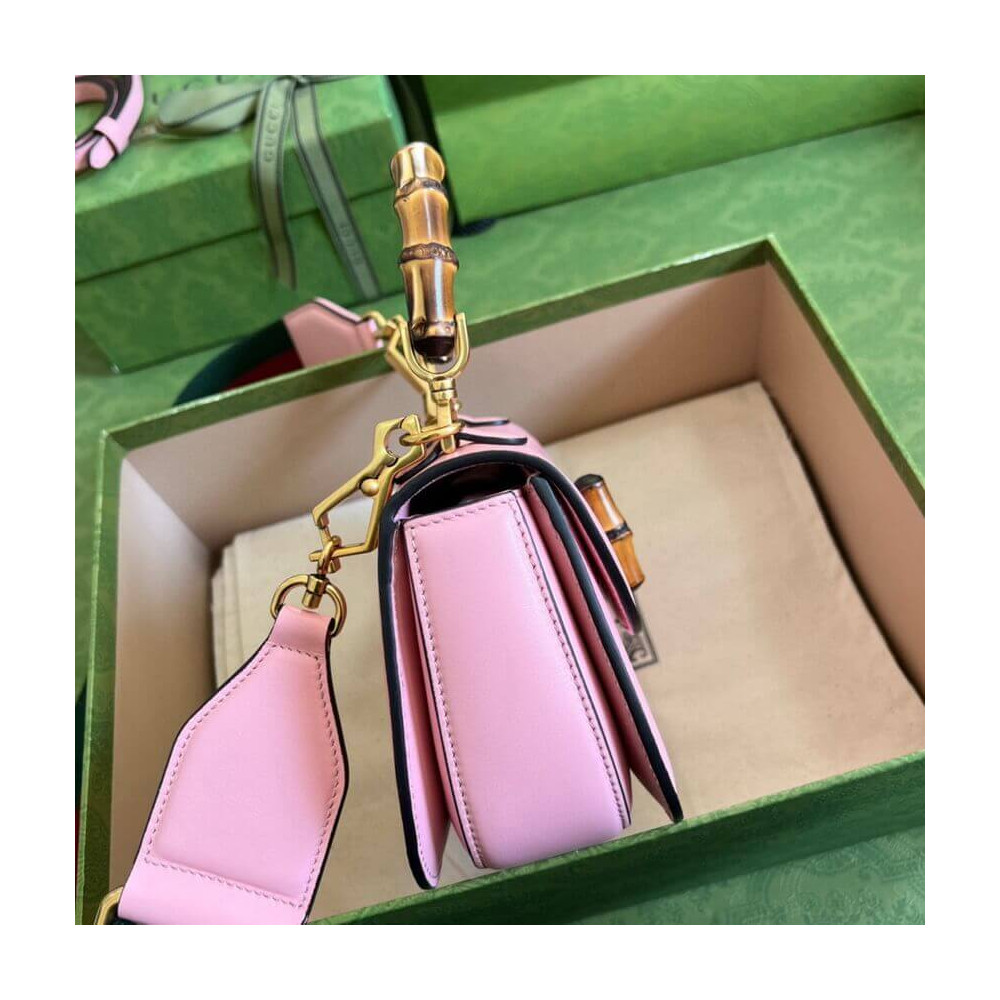 Gucci Mini Top Handle Bag with Bamboo Pink