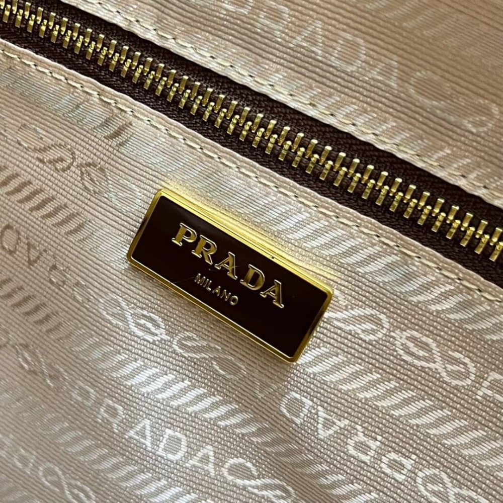 Prada Bonnie Large Suede Handbag Cacao Brown 38Cm 1Ba433 2C4S F0324 V Moo