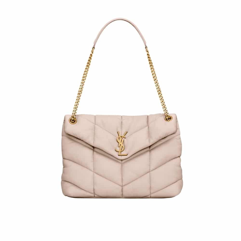 Saint Laurent Puffer Medium In Leather Gold Hardware Beige 35cm 5774751EL072721