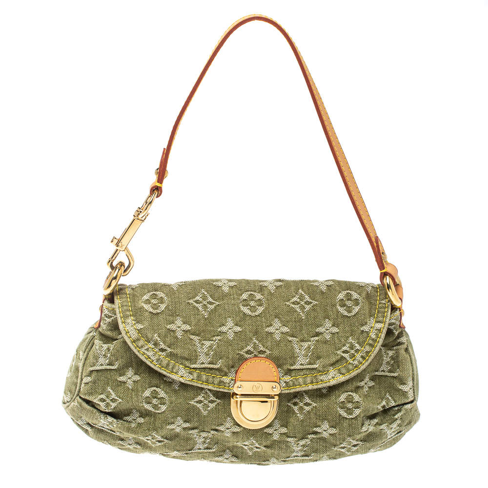 Vintage Louis Vuitton Green Monogram Denim Mini Pleaty Bag