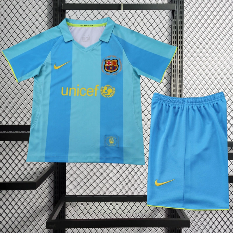Retro KIDS 2007-08 KIDS Barcelona away MESSI RONALDINHO ETO'O XAVI A.INISTA HENRY Football jersey retro