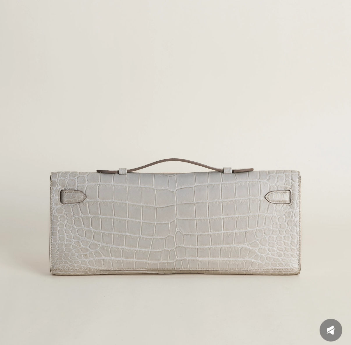 Kelly cut Matte Glacier White crocodile leather
