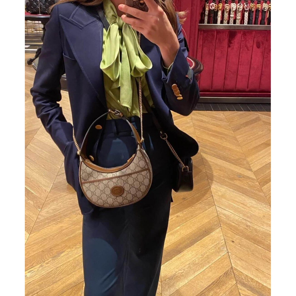 Gucci Half-Moon-Shaped Mini Bag with Interlocking G Brown