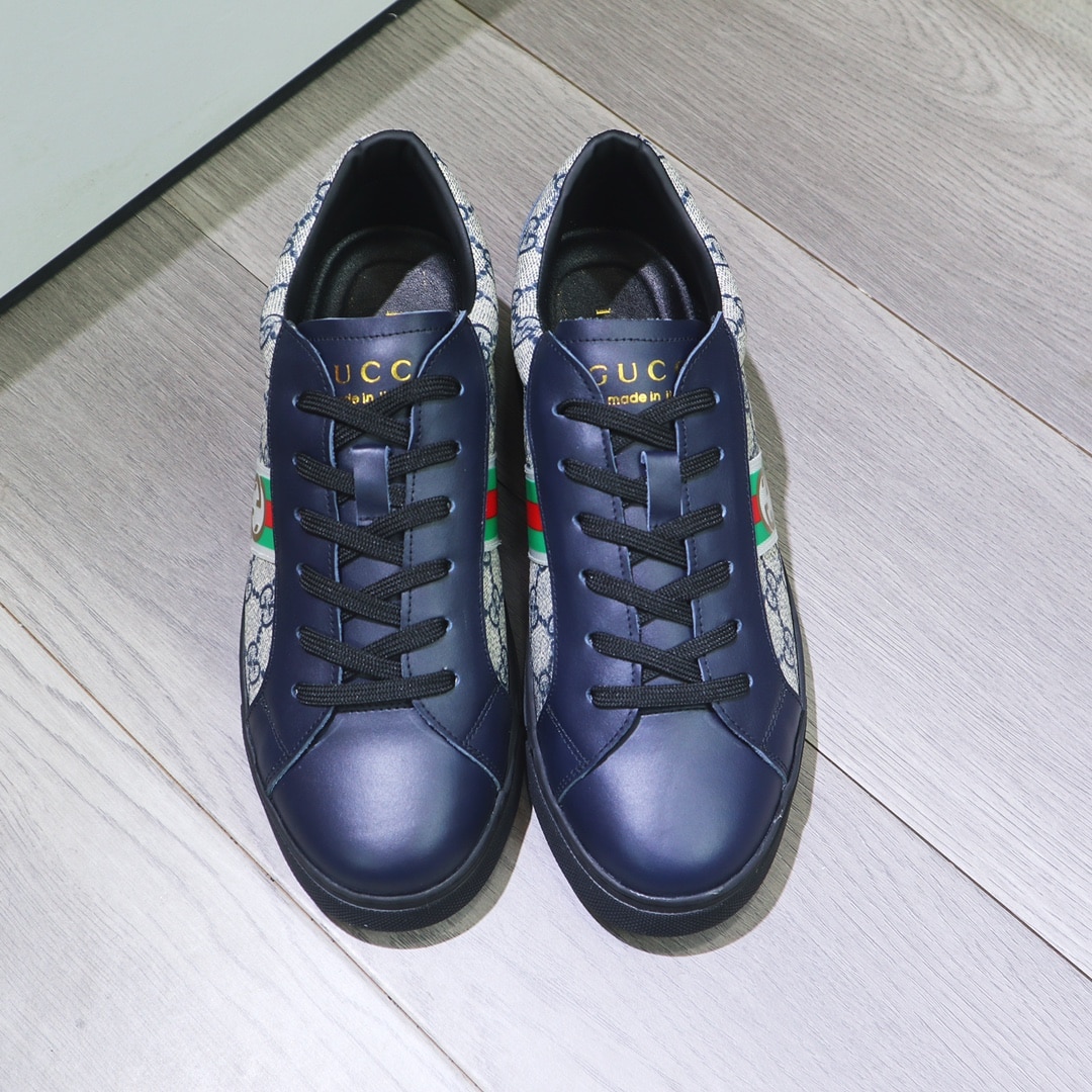 Gucci Gg Supreme Navy Blue Sneaker Gg With Web