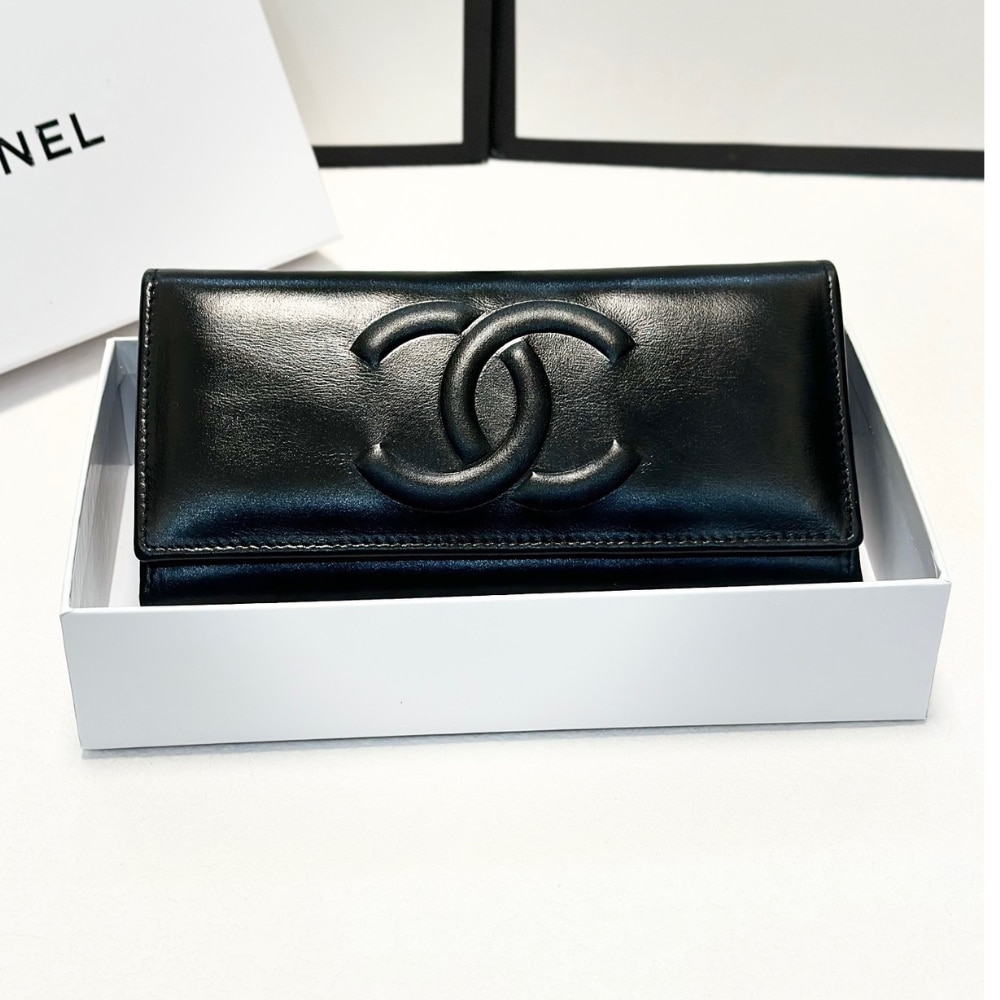 Chanel Long Wallet Black 19Cm