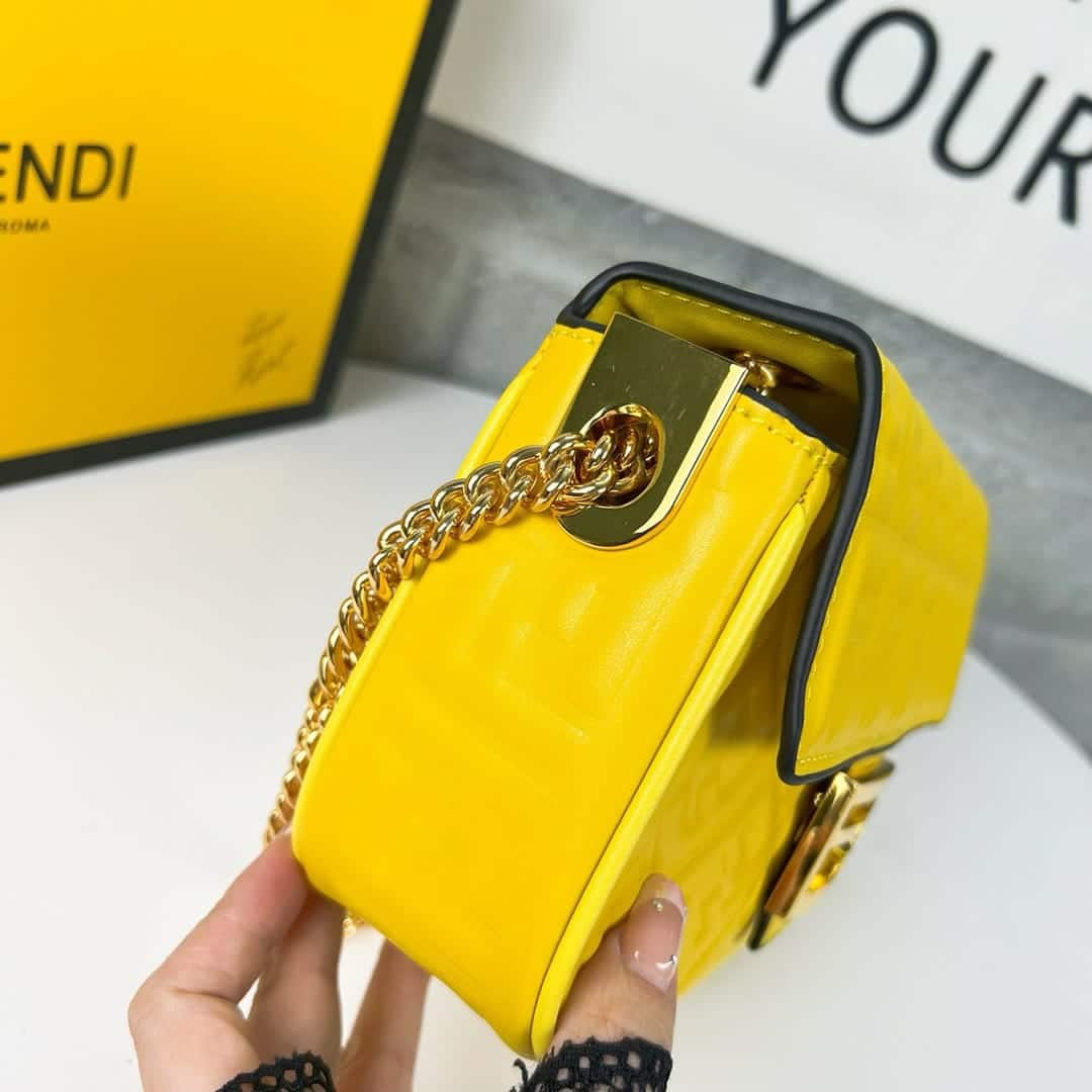 Fendi Bag Nappa Leather Bag Yellow 24Cm/ 9.4in