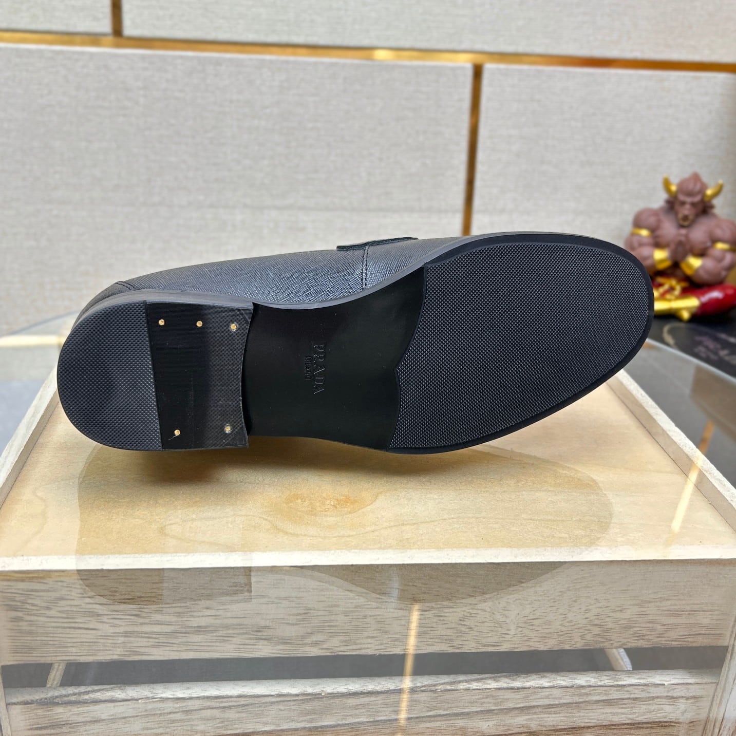 Prada Saffiano Leather Penny Loafers Black