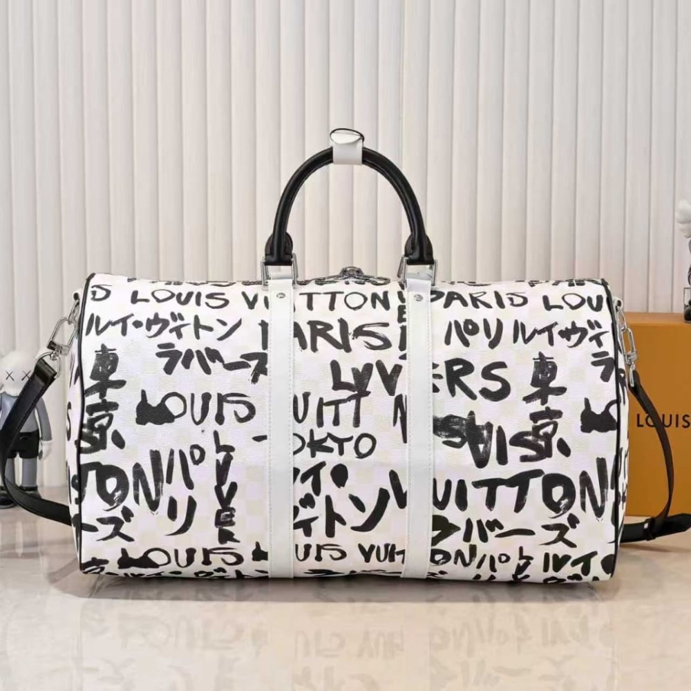 Louis Vuitton Keepall Bandoulière 50 Black And White 50cm N40804