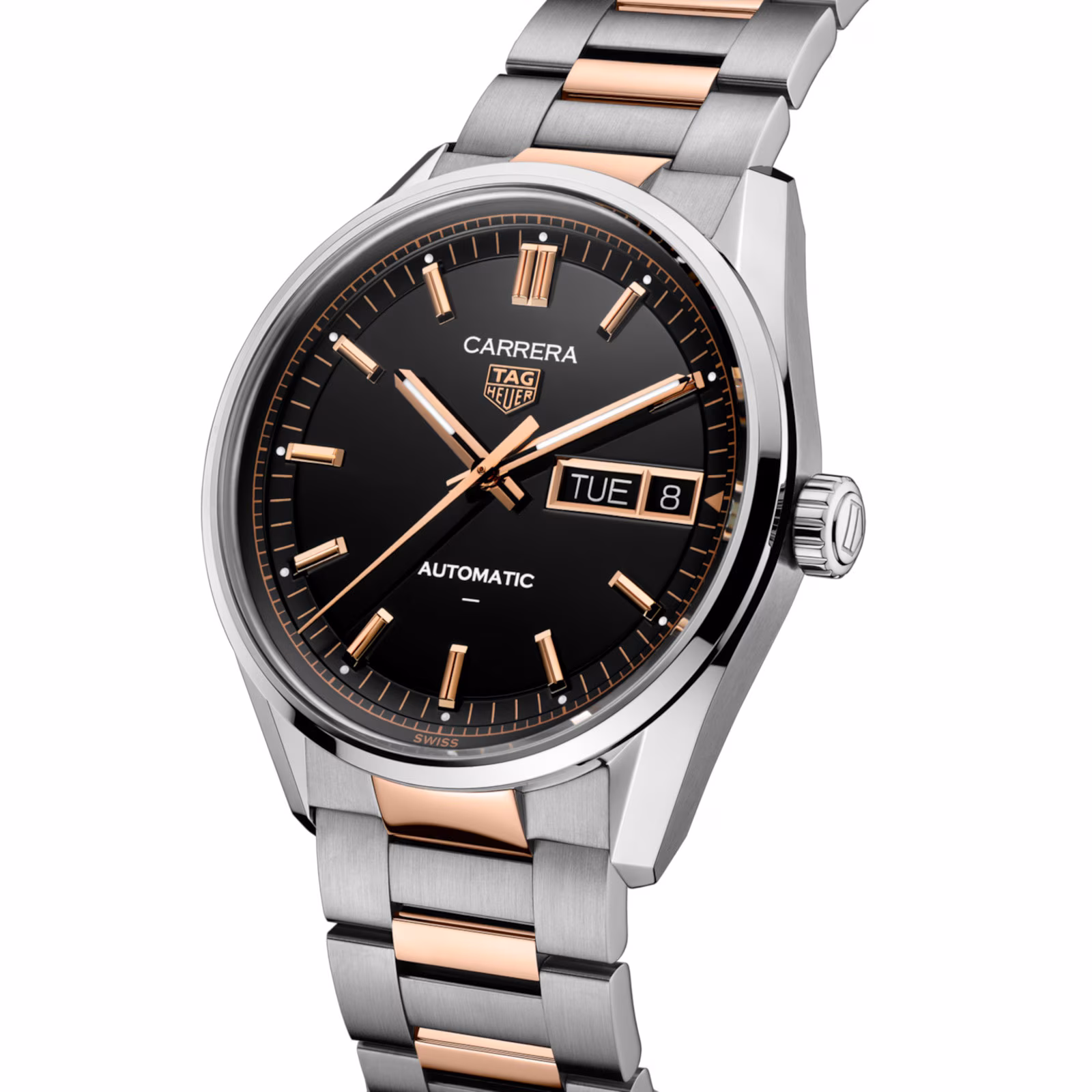 TAG Heuer Carrera Day-Date 41mm Mens Watch Black Rose Gold WDA2111.BD0001