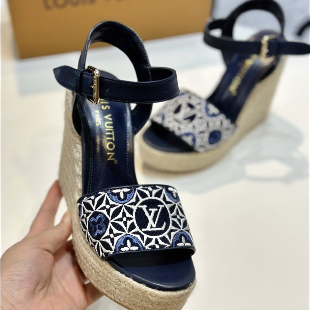 Louis Vuitton Helios Wedge Espadrille Marine 1Ahlkq