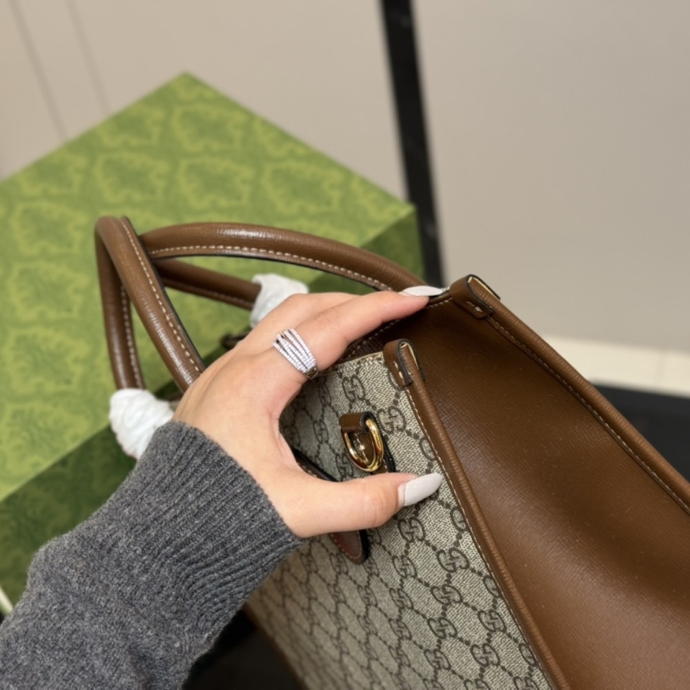 Gucci GG Small Tote Bag Beige Ebony 31Cm ‎‎659983 92TCG 8563