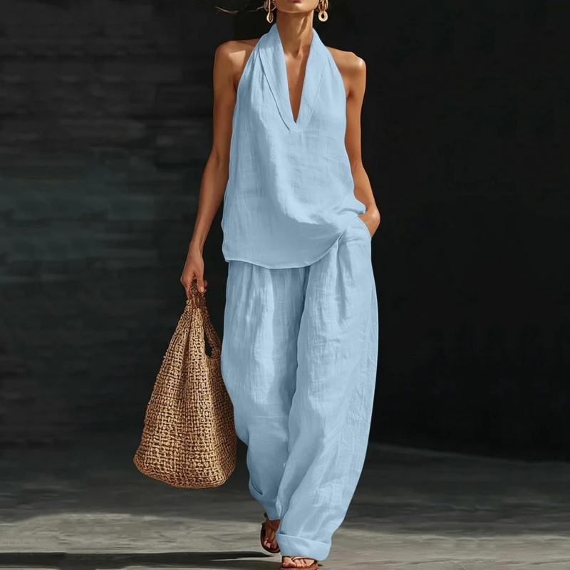 Two Piece Sets for Women Summer V Neck
