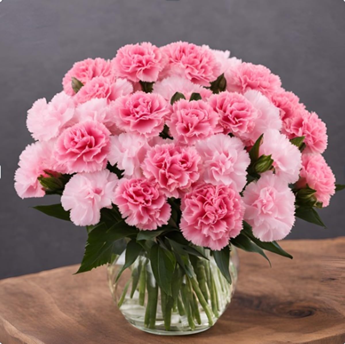KaBloom - 18 Pink Carnation With Vase - Fresh Flowers for Birthday, Valentine's & Mother's Day