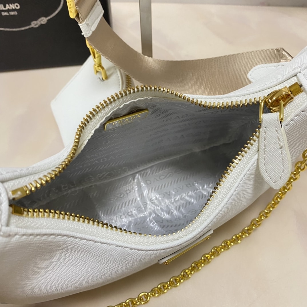 Prada Re Edition 2005 Saffiano Leather Bag White 22cm 1BH204 NZV F02EN V V2M