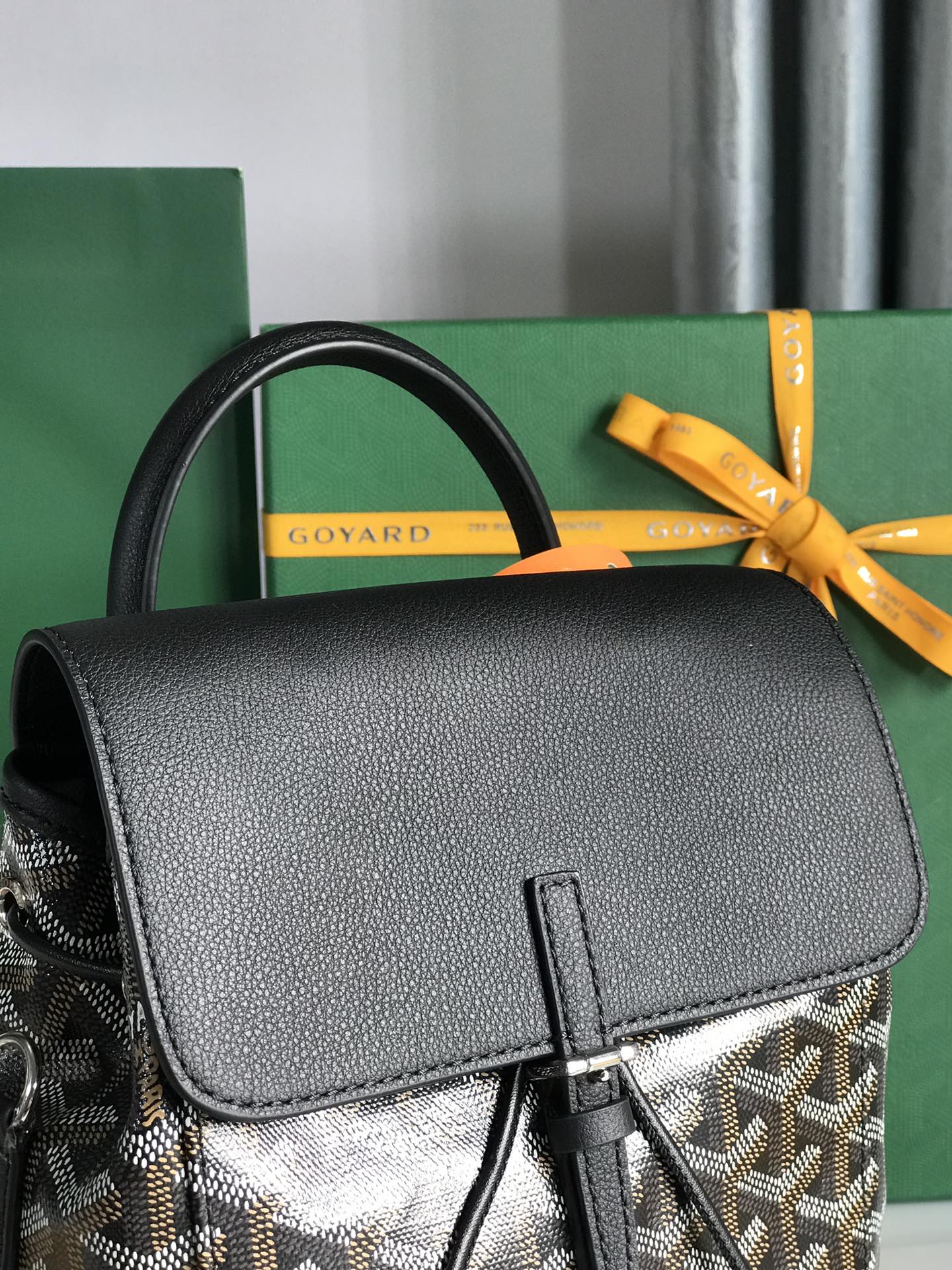 Goyard Alpin Mini Backpack 21cm Black Lambskin And Goyardine Canvas