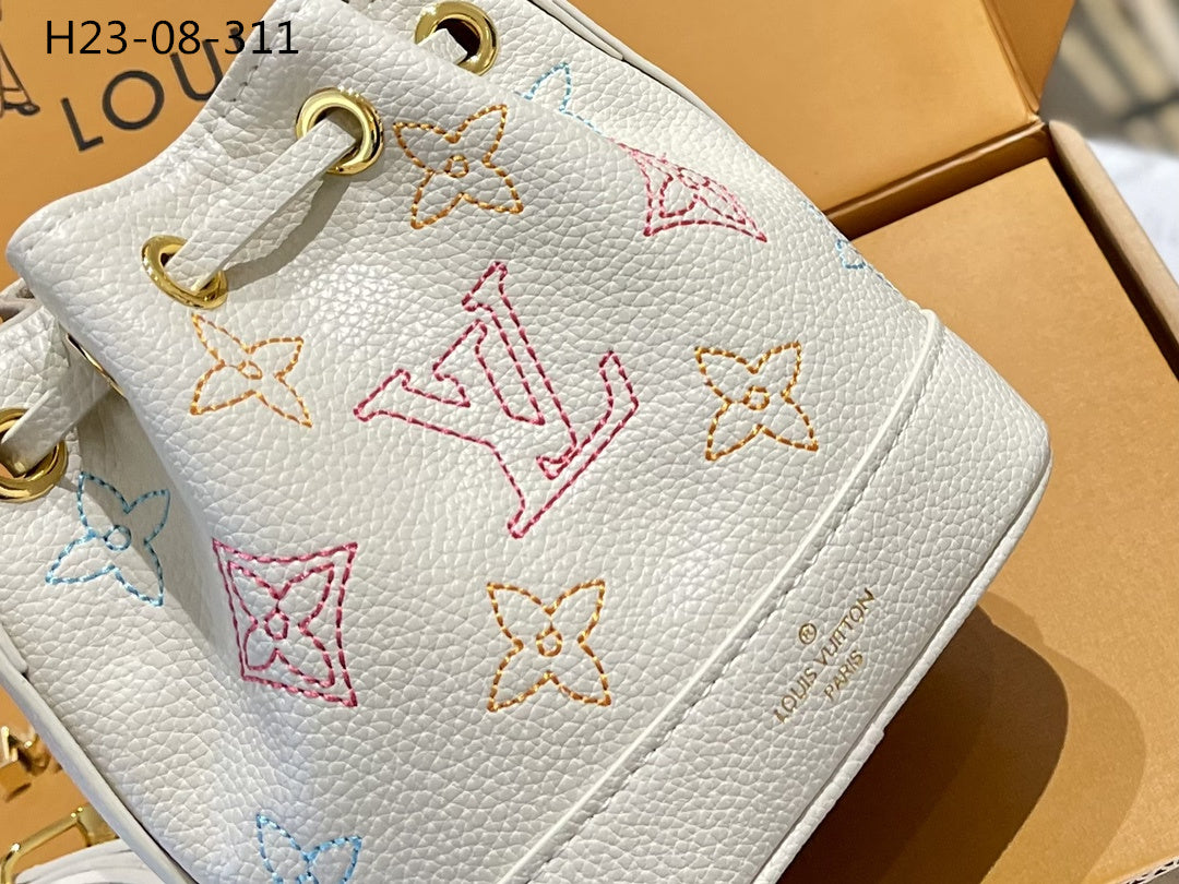 Louis Vuitton Nanoe Handbag White 16Cm M23088