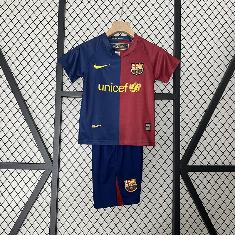 Retro Kids 2008-09 Kids Barcelona Home MESSI PIQUE ETO'O XAVI A.INISTA ETO'O HENRY Football jersey retro