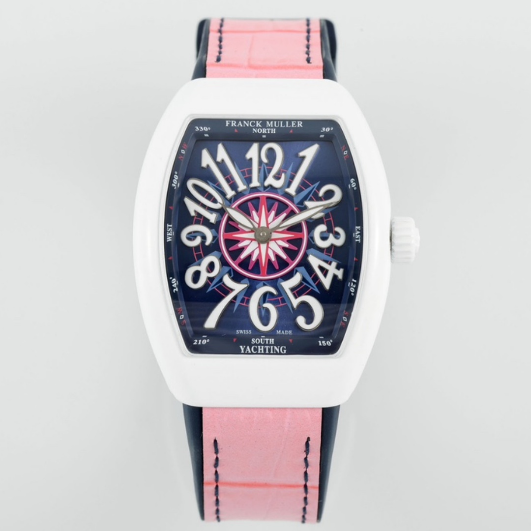 【Super Clone】Franck Muller Women's Yacht Pink Leather Strap