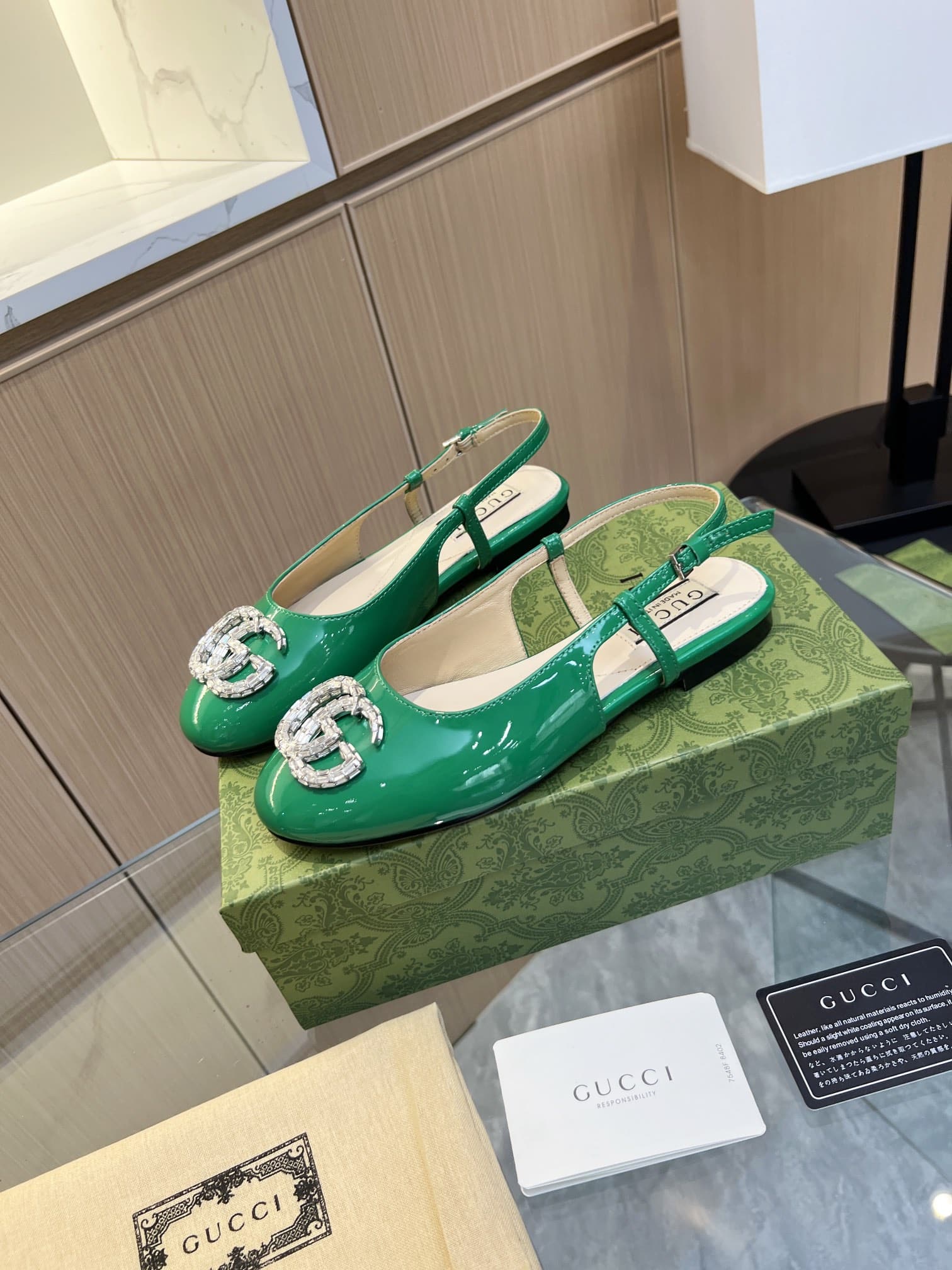 Gucci Gg Crystal Slingback Green