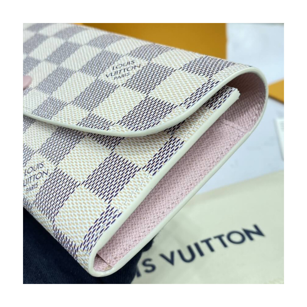 Louis Vuitton Damier Azur Emilie Wallet Pink