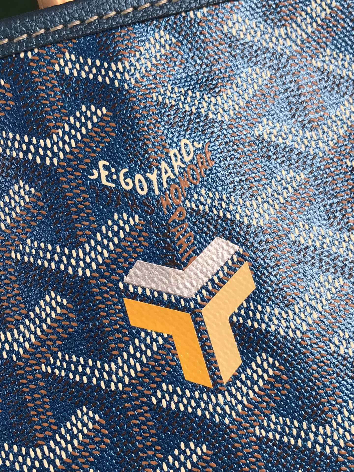 Goyard Saint Louis Pm 34 Cm Navy Blue Goyardine Canvas And Calfskin