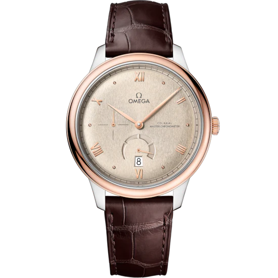 Omega De Ville Prestige 41 mm Linen Dial Stainless Steel and Sedna™ 18k Rose Gold Strap 434.23.41.21.09.001