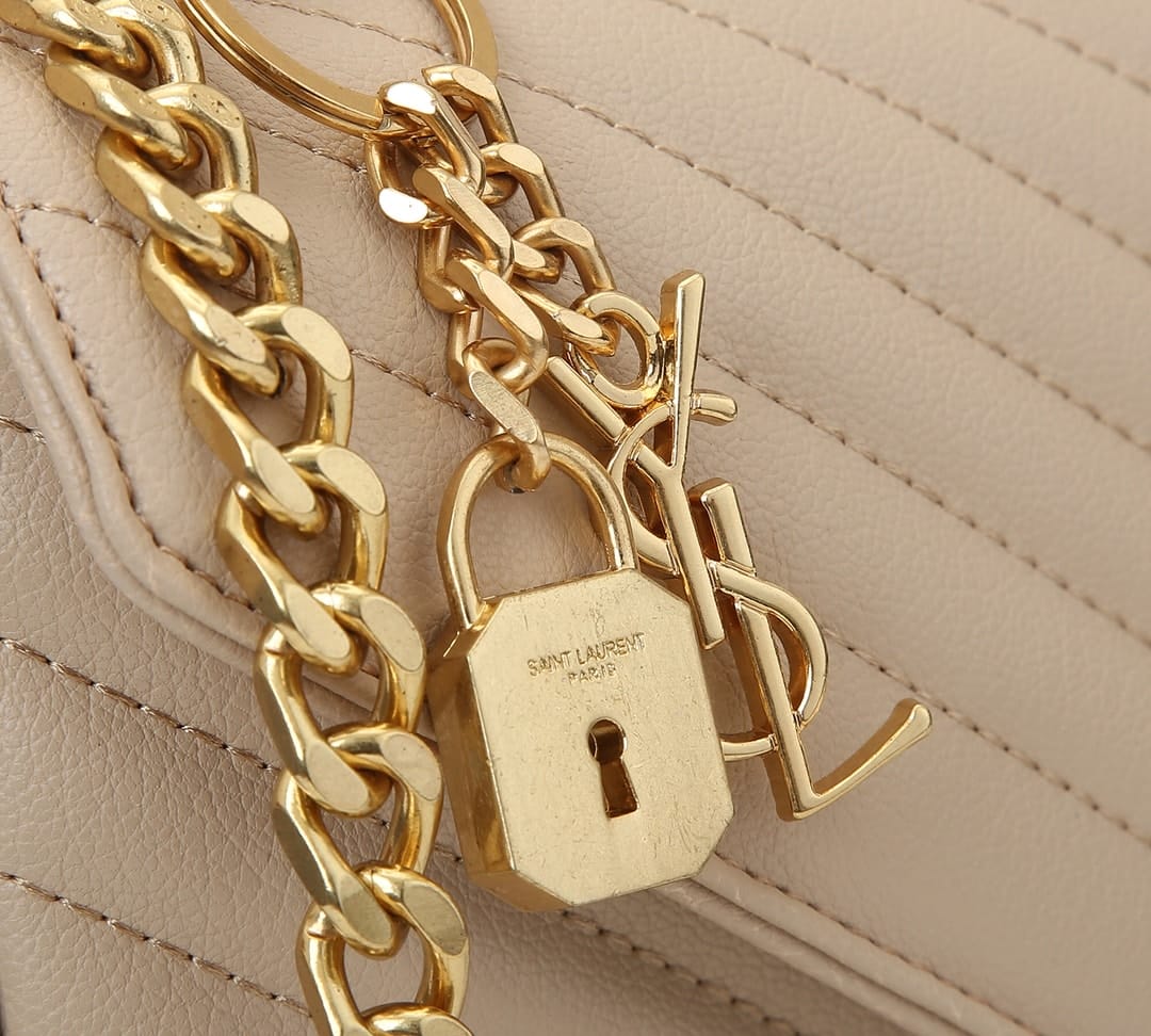Saint Laurent College Large Chain Bag Beige 25Cm