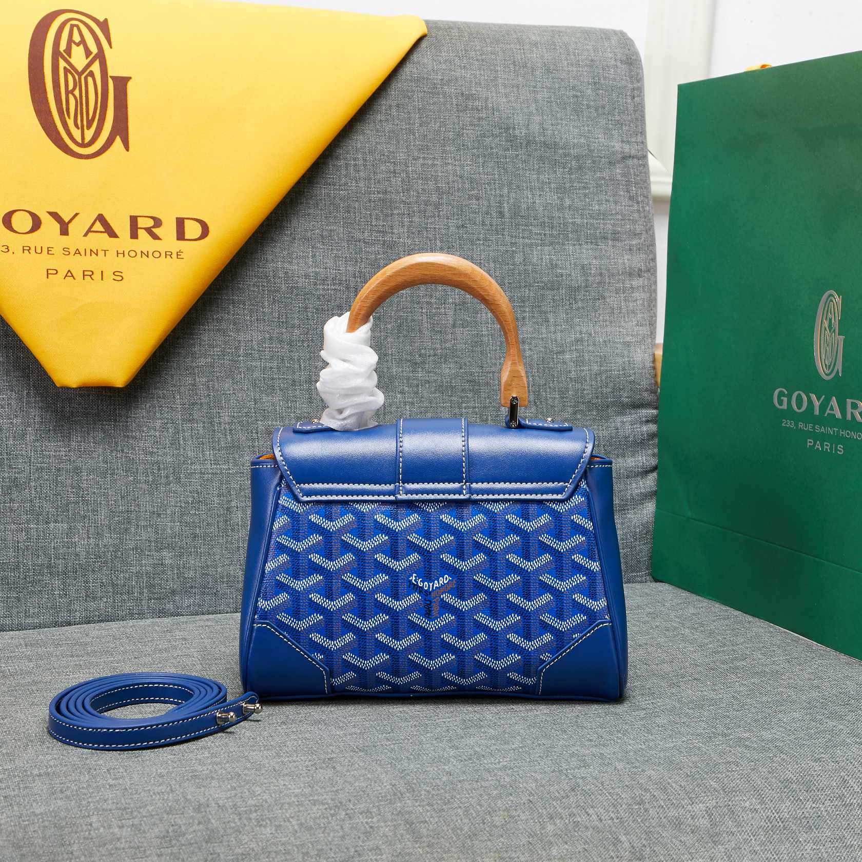 Goyard Saigon Souple Mini Bag Blue Canvas 20cm