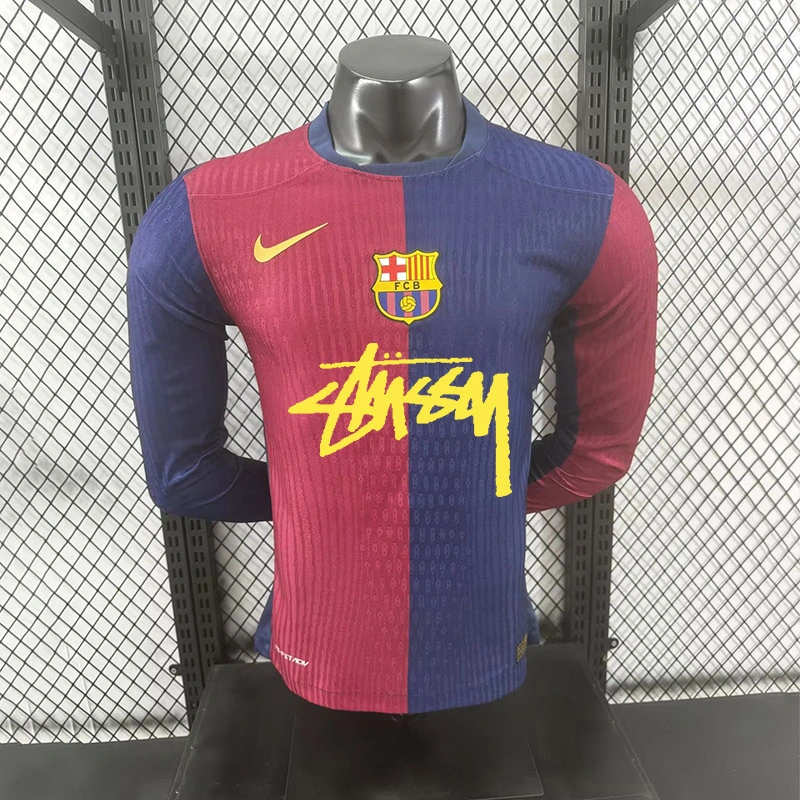 Player 2024-25 Barcelona long sleeve Stussy Football jersey