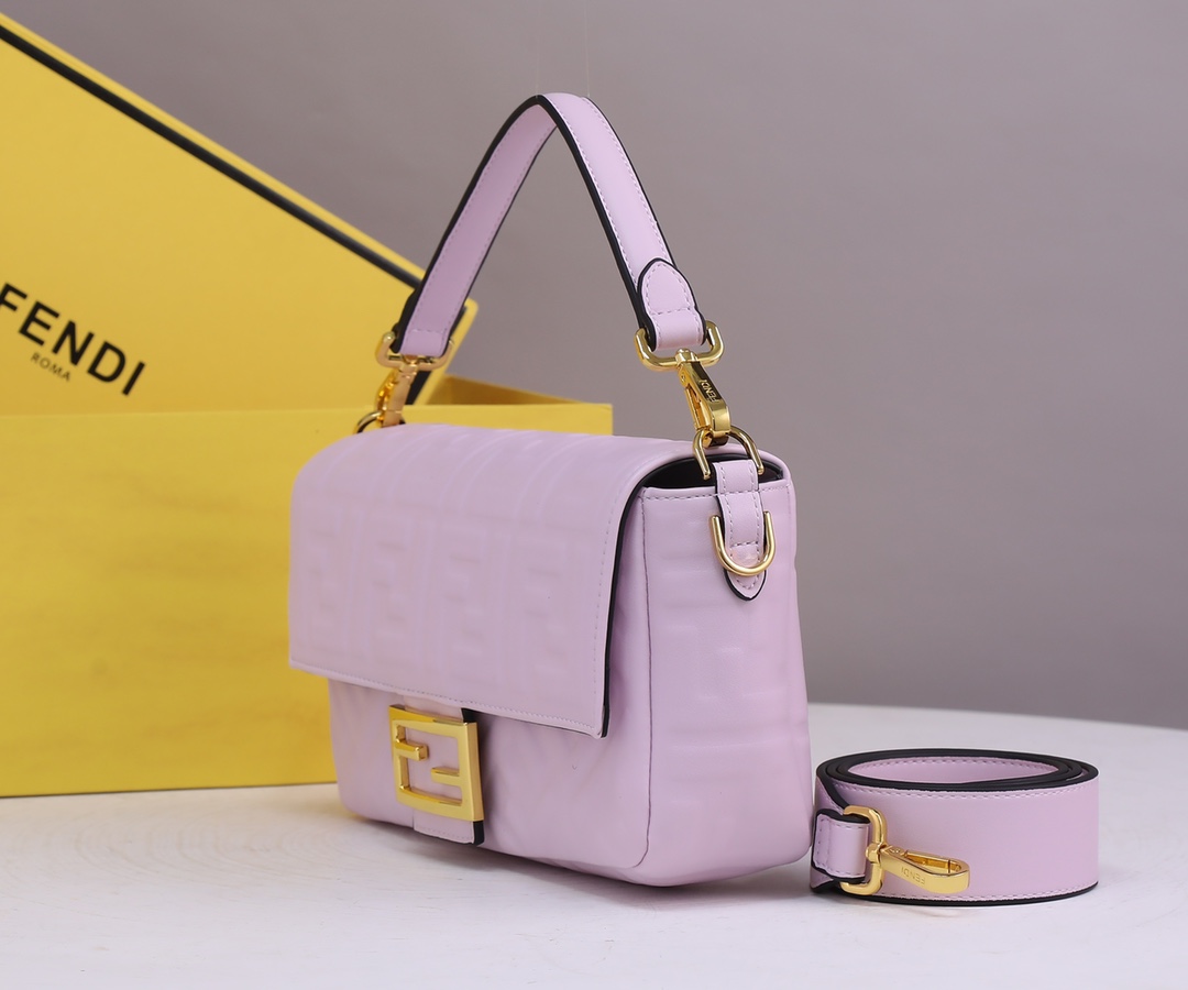 Fendi Baguette Leather Purple Nappa Bag 27Cm