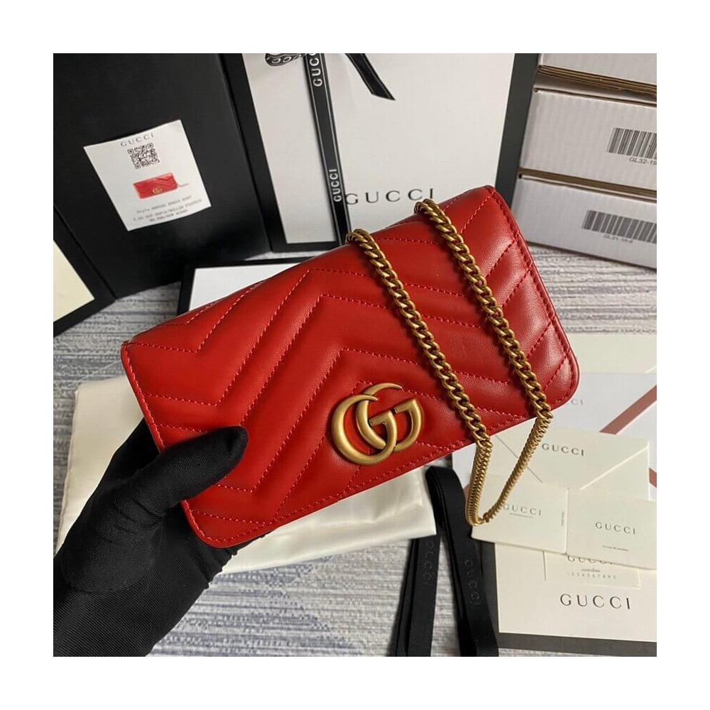 Gucci GG Marmont Mini Bag In Red Leather