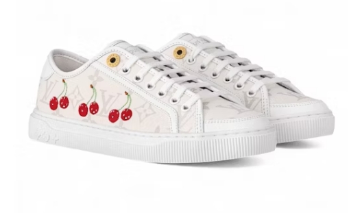 LV Lagoon Denim Monogram Embossed Canvas Sneakers-cherry
