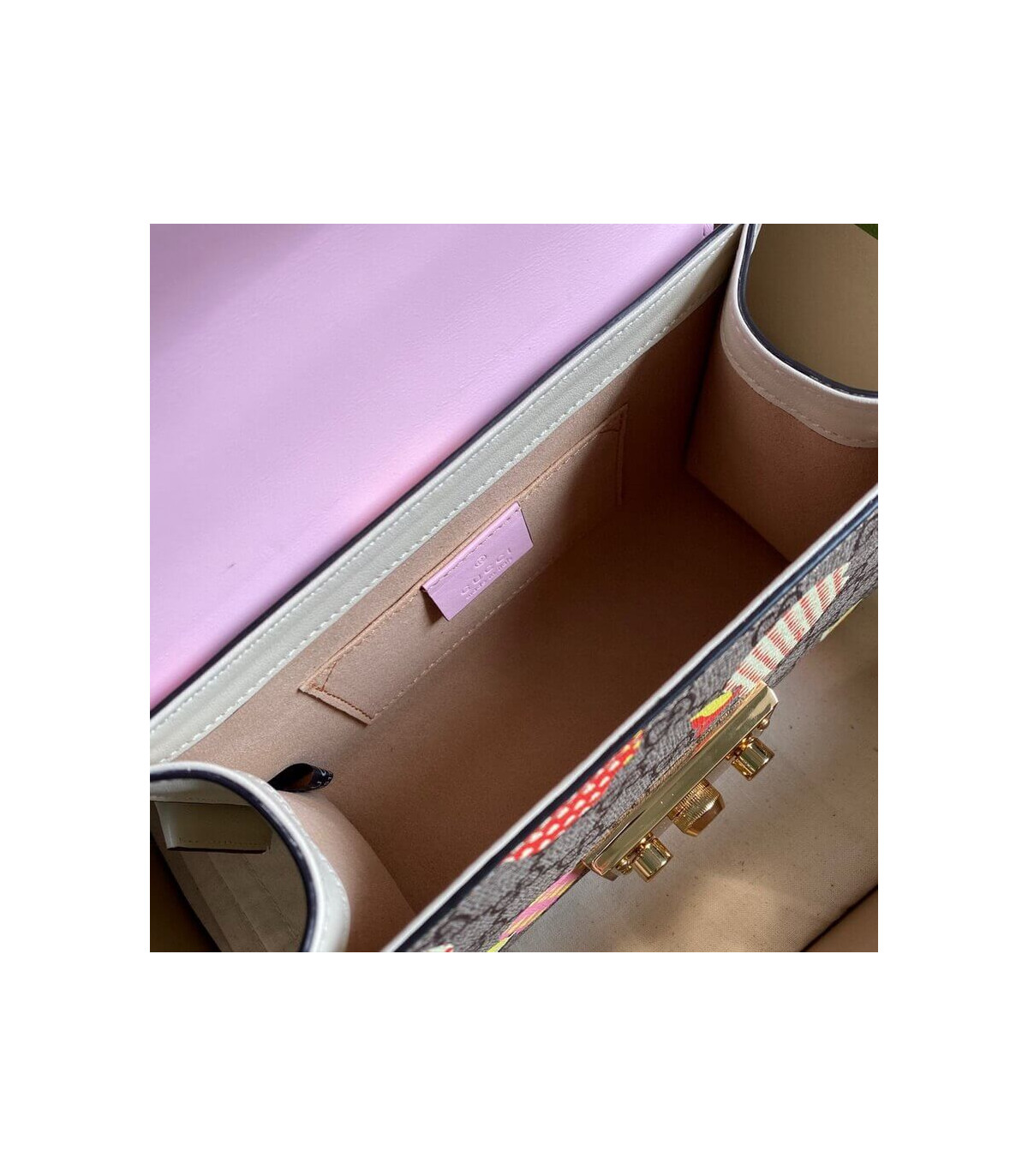 Gucci Padlock Heart Apple Pattern Small Shoulder Bag Pink
