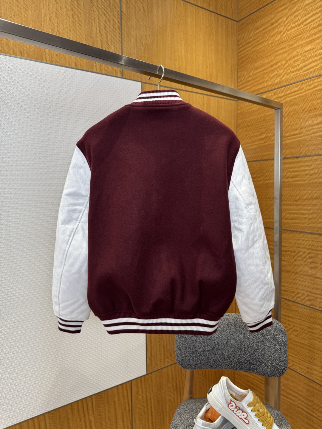 LOUIS VUITTON Color-Block Striped Embroidered Baseball Jacket