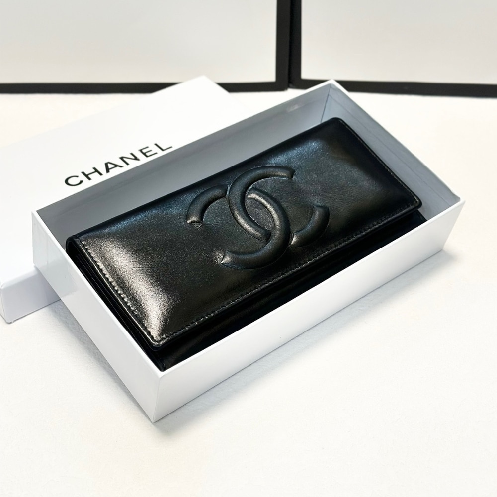 Chanel Long Wallet Black 19Cm