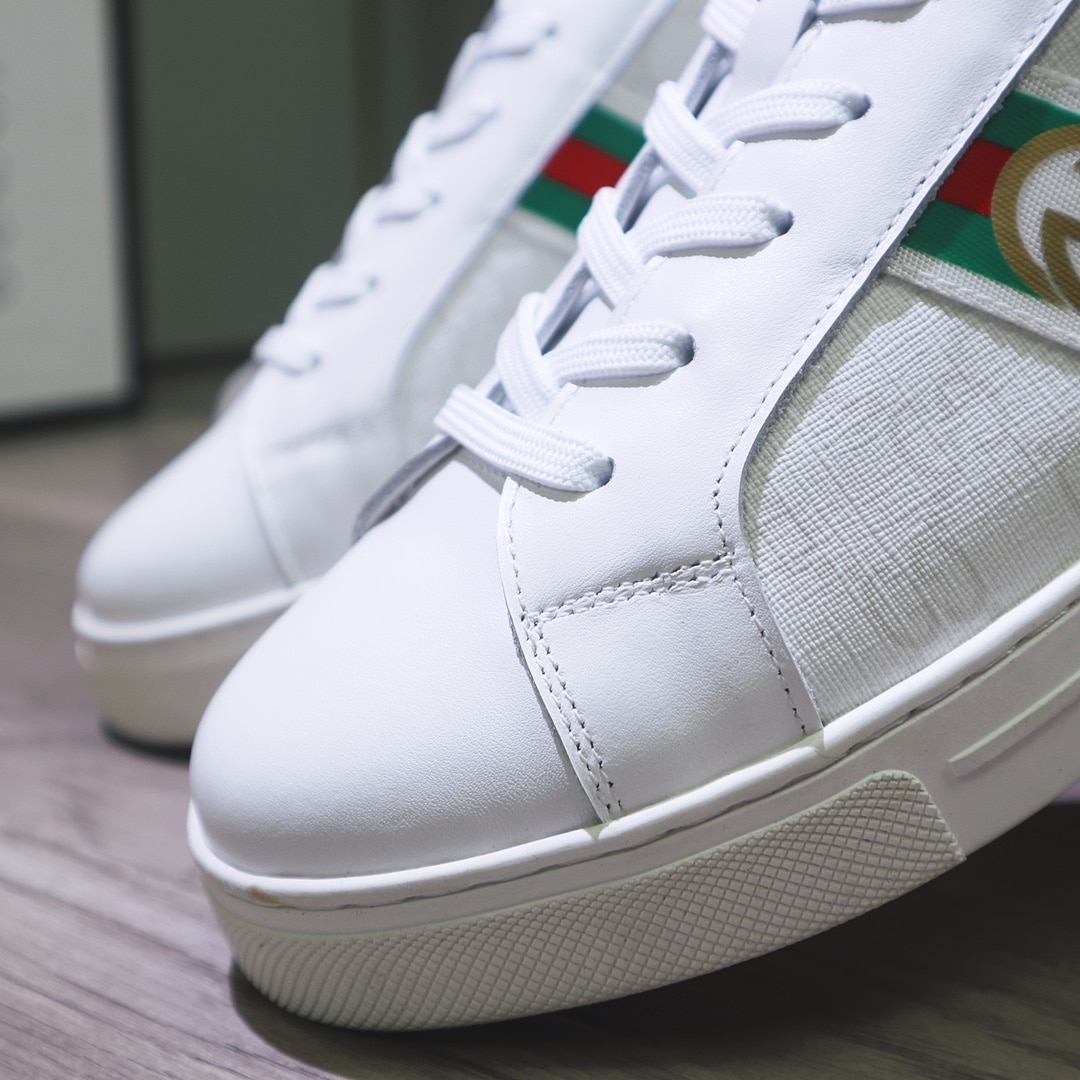 Gucci Gg Supreme White Sneaker Gg With Web