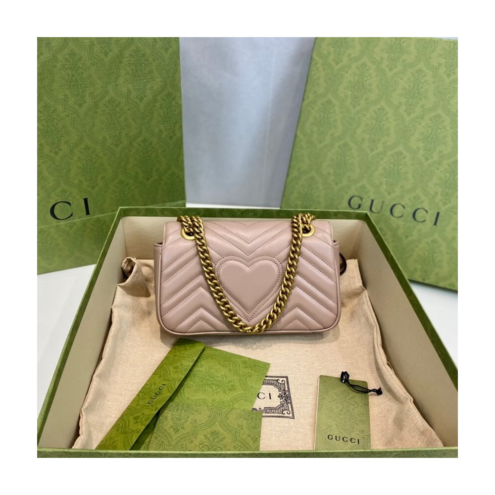 Gucci GG Marmont Matelasse Chevron Leather Mini Bag Nude Pink