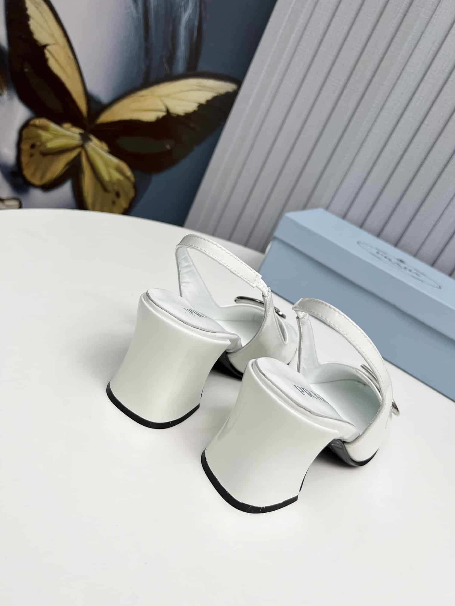 Prada Leather Slingback Pumps White