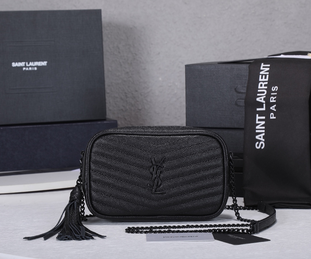 Saint Laurent Lou Camera Bag In Quilted Leather Black 18Cm