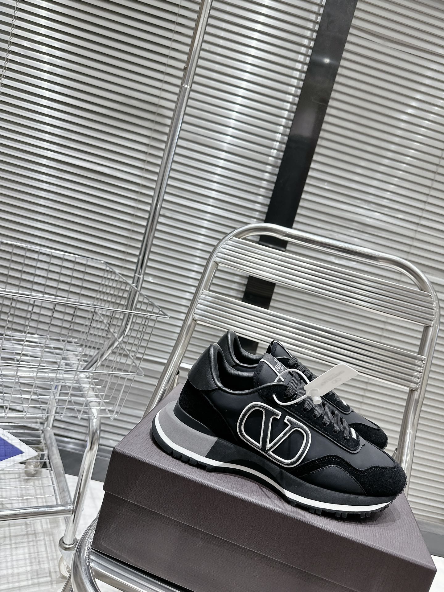 Valentino Lace And Mesh Lacerunner Trainer Black