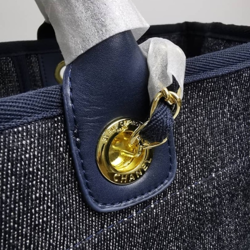 Chanel Medium Deauville Canvas Tote Blue 38Cm
