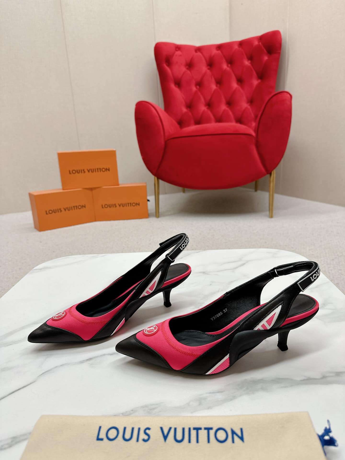 Louis Vuitton Archlight Slingback Pump Black And Pink