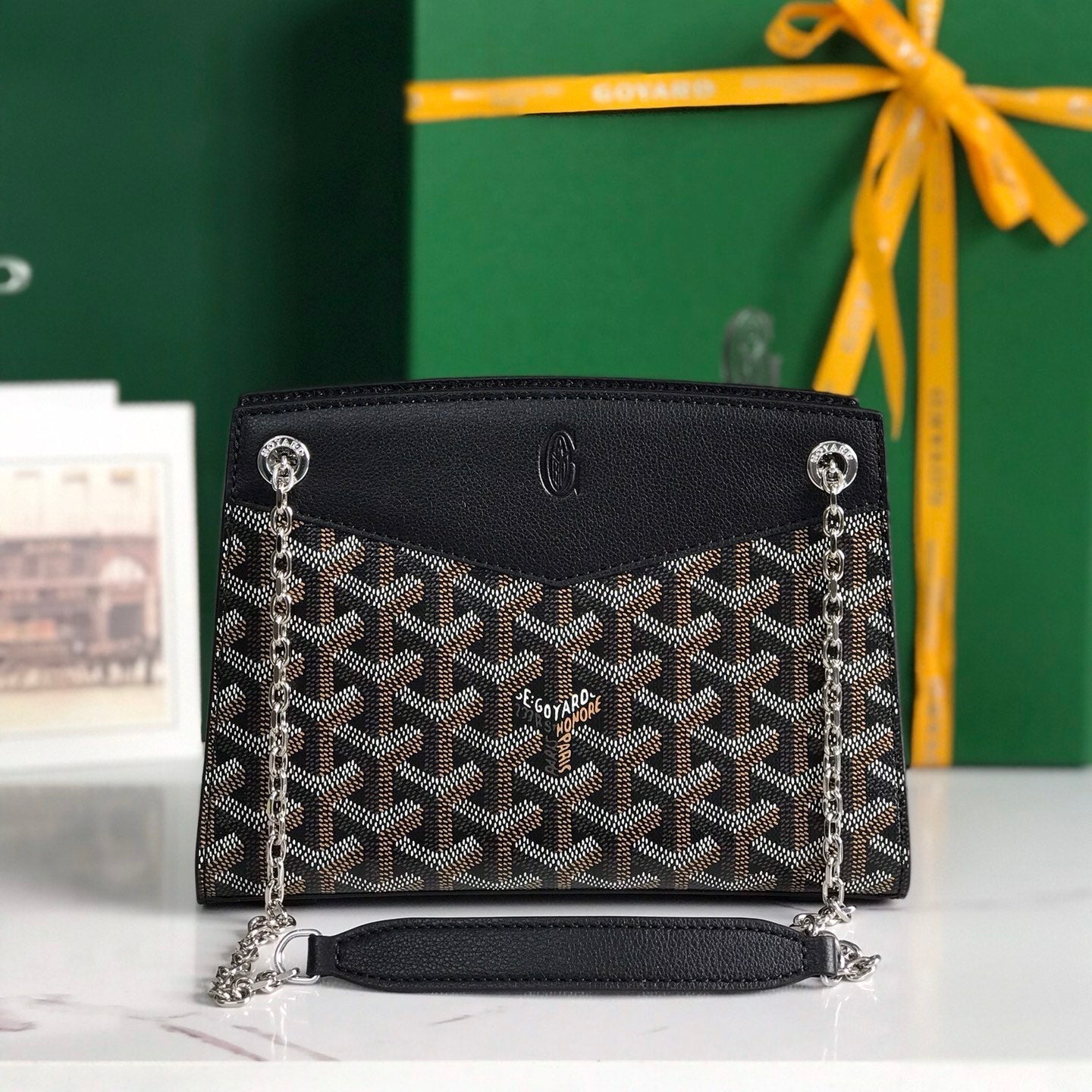 Goyard Rouette Structuré Mini Bag 21 Cm Black Goyardine Canvas And Calfskin