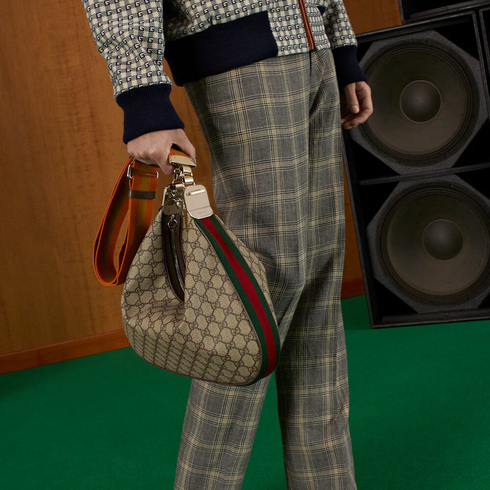Gucci GG Supreme Attache Medium Shoulder Bag Coffee