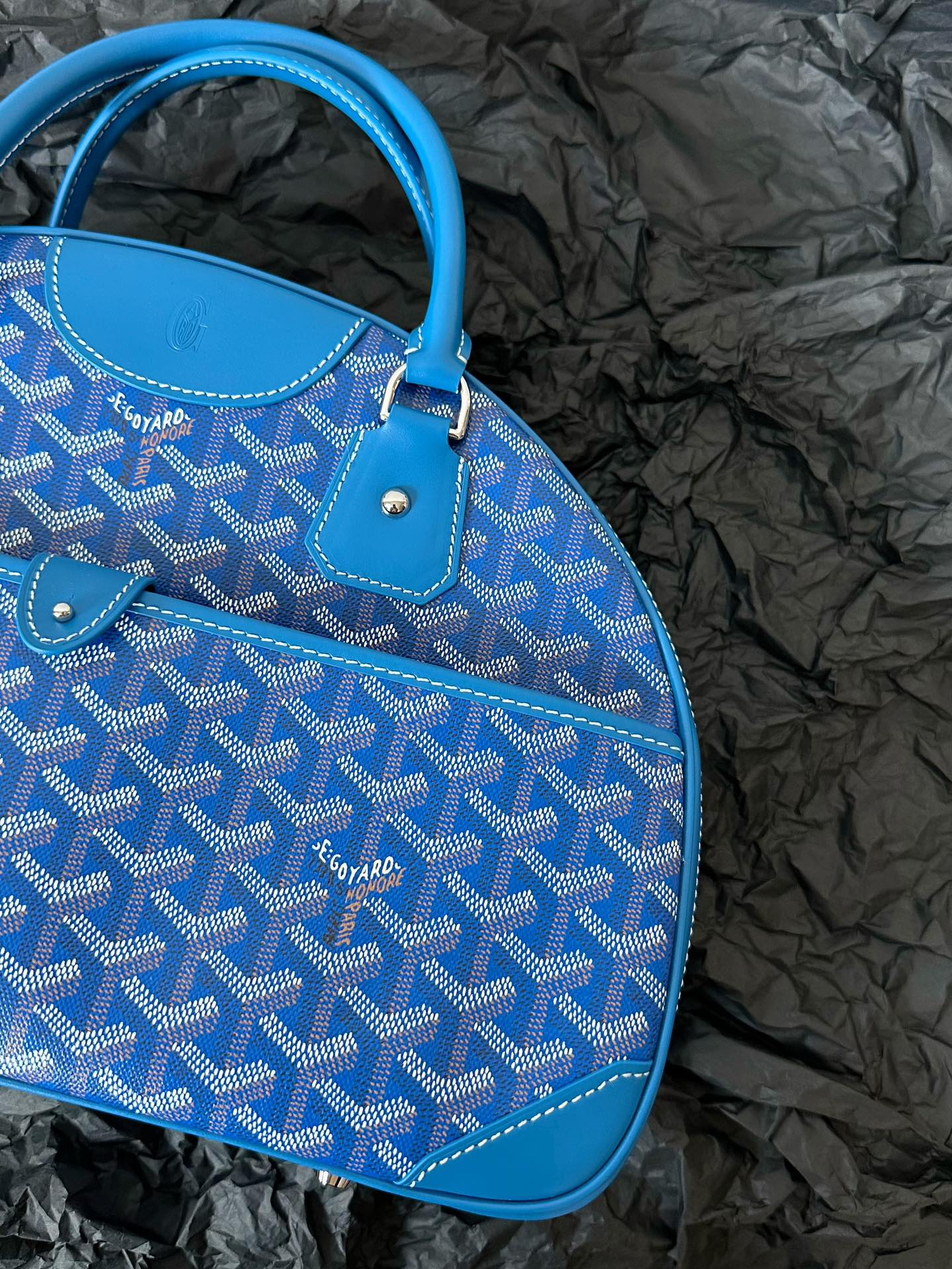 Goyard Goya Bowling Ball Medium Blue Canvas 35cm