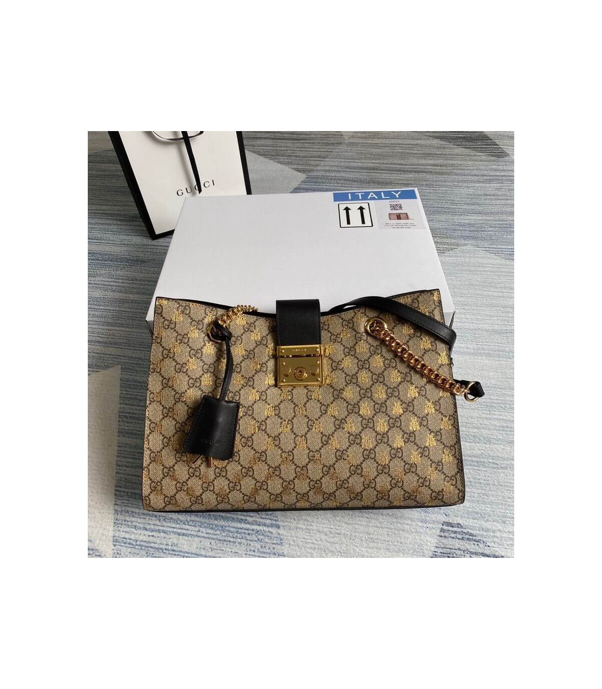 Gucci Padlock Medium GG Bees Shoulder Bag