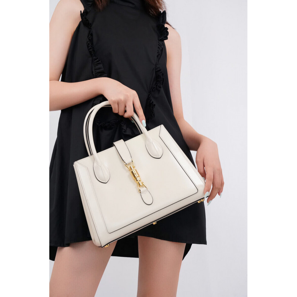 Gucci Jackie 1961 Medium Tote Bag in White Leather 30cm