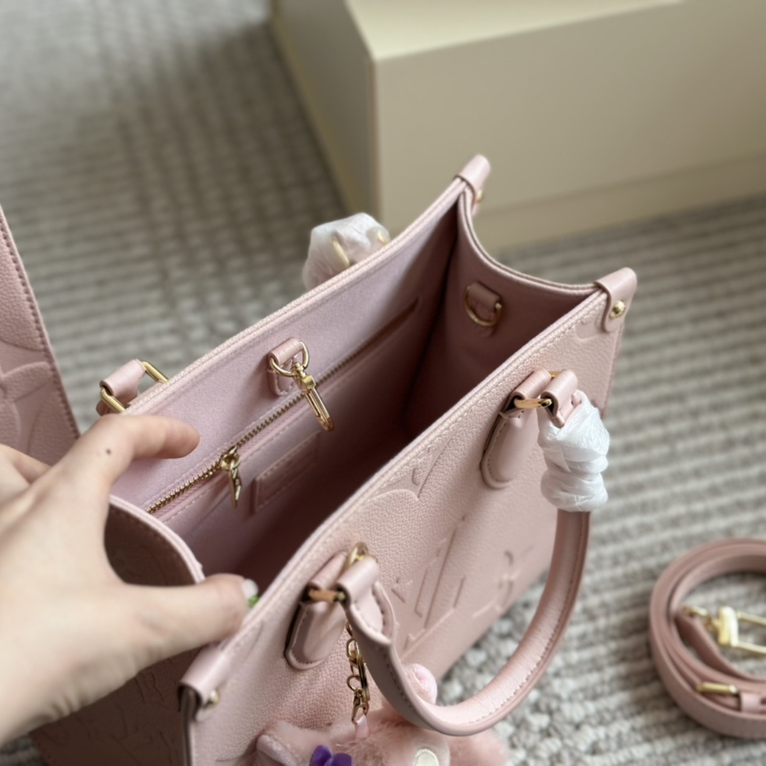 Louis Vuitton Onthego Pm Monogram Empreinte Pink Opale 25Cm M47135