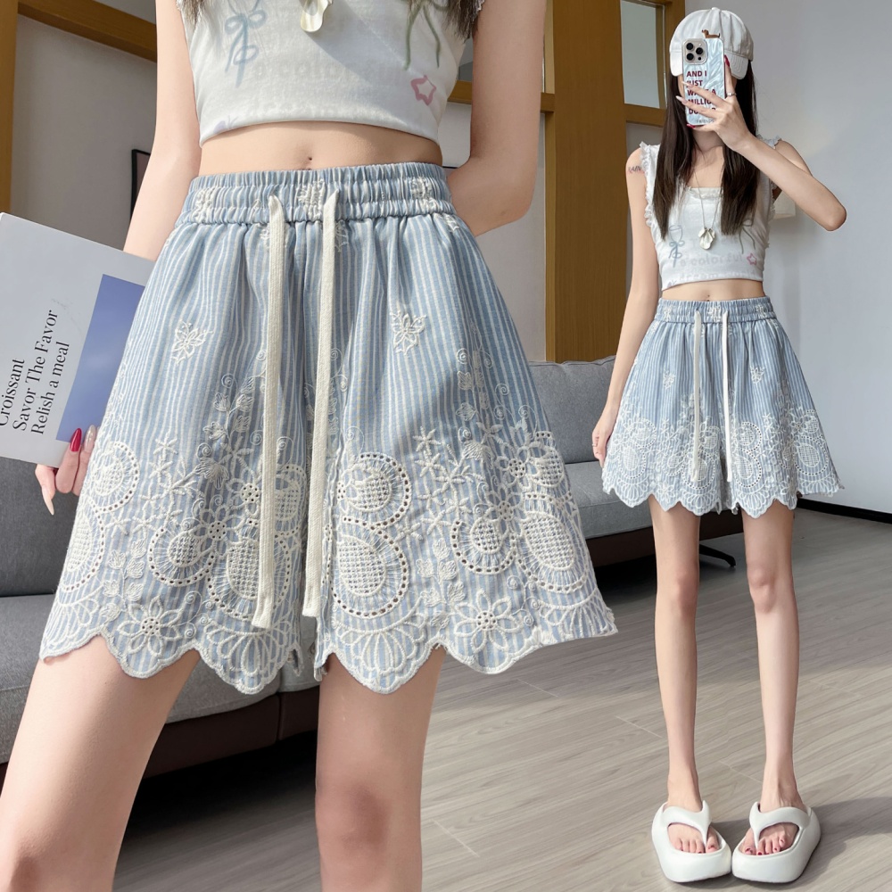 Casual slim shorts summer wide leg pants for women